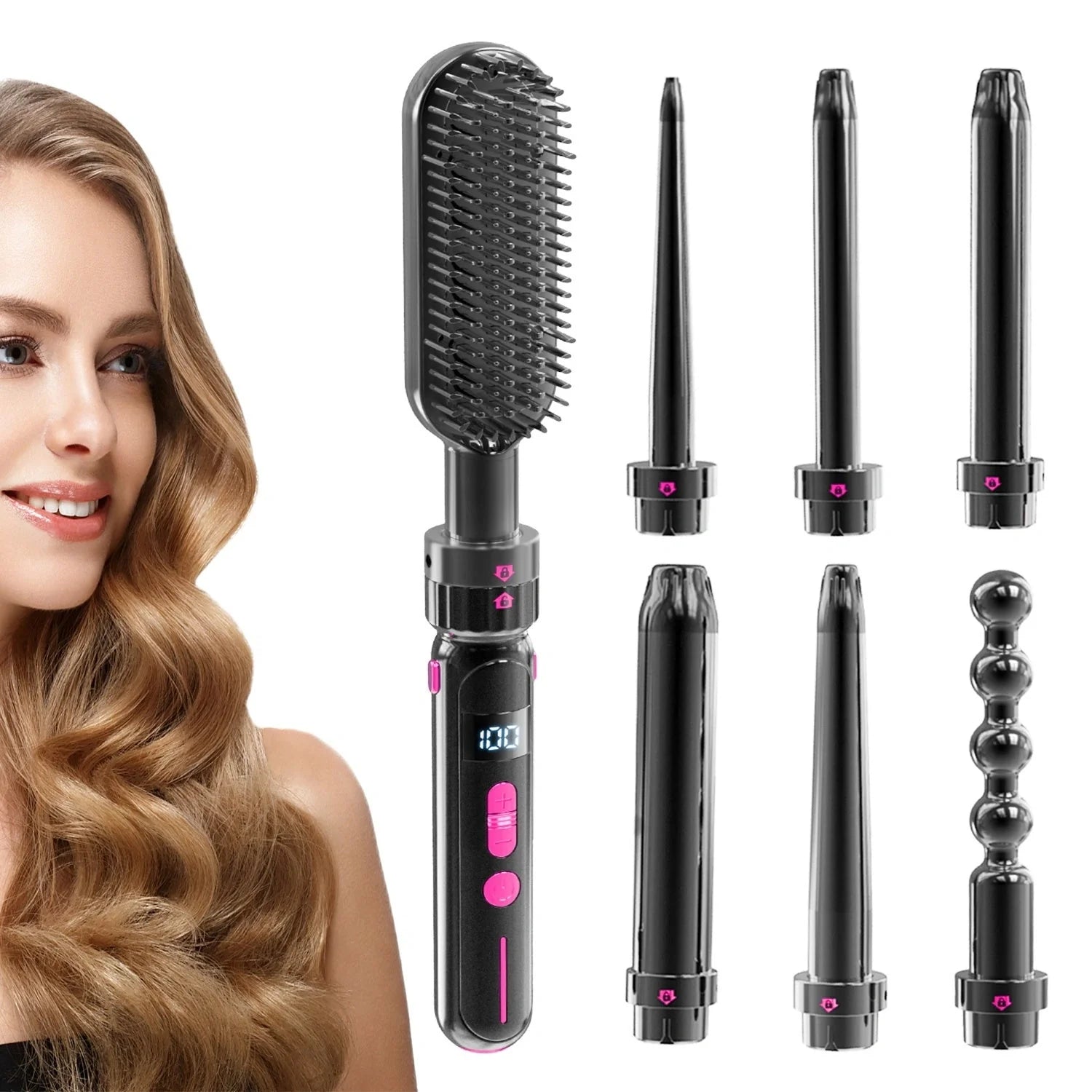 Ceramic thermal conductor curly hair sticks with black finish and wired AC power supply