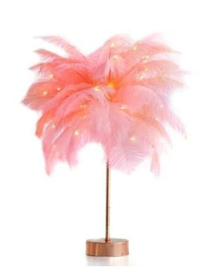 Elegant feather lamp with a vintage-inspired Scandinavian design, featuring adjustable lighting and versatile power options.