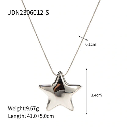 18K Gold-plated stainless steel five-pointed star necklace with ball bead chain