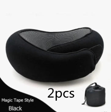 Comfortable memory foam travel neck pillow with U-shaped design for support and comfort during flights, road trips, and naps