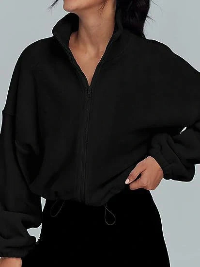 Women's polar fleece jacket with stand collar and zipper in various colours