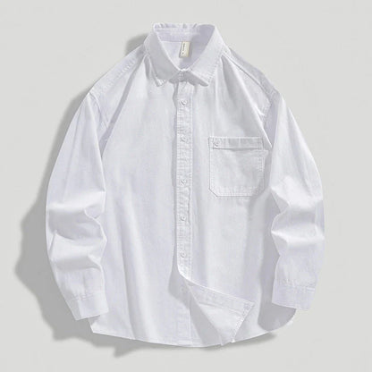 LKTM men's long-sleeved shirt in black, white, and grey colours, featuring a classic American-inspired design and premium cotton construction