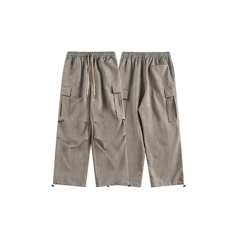 Retro baggy straight trousers in khaki colour, featuring a relaxed, straight-leg silhouette and premium polyester fabric for comfortable, everyday wear.