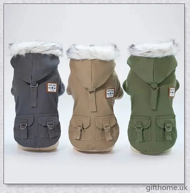 Cosy cotton and wool dog coat with hoodie design, perfect for keeping your furry friend warm in autumn and winter