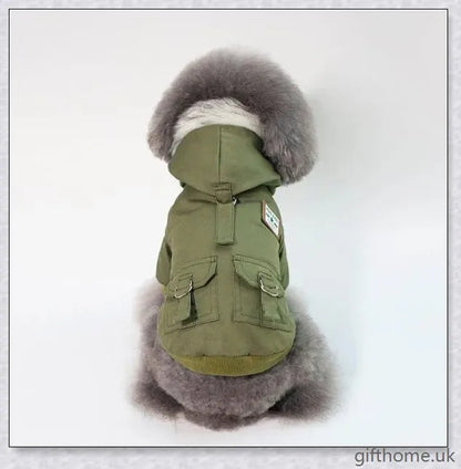Cosy cotton and wool dog coat with hoodie design, perfect for keeping your furry friend warm in autumn and winter