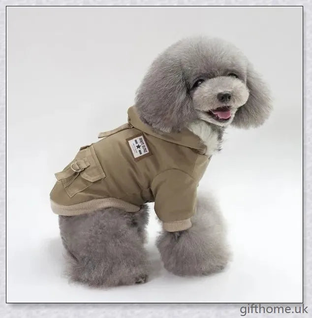 Cosy cotton and wool dog coat with hoodie design, perfect for keeping your furry friend warm in autumn and winter