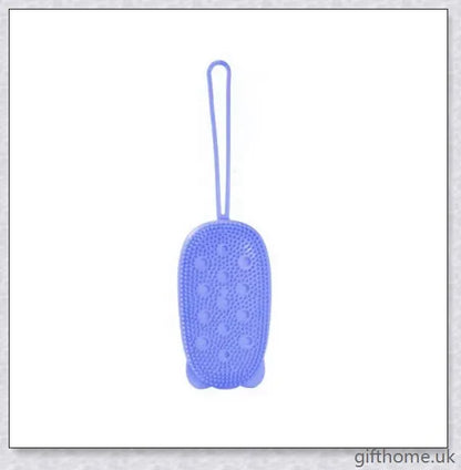 Bathroom Silicone Sponge in blue, green, and grey colours, featuring a soft, durable silicone design for superior cleaning performance.