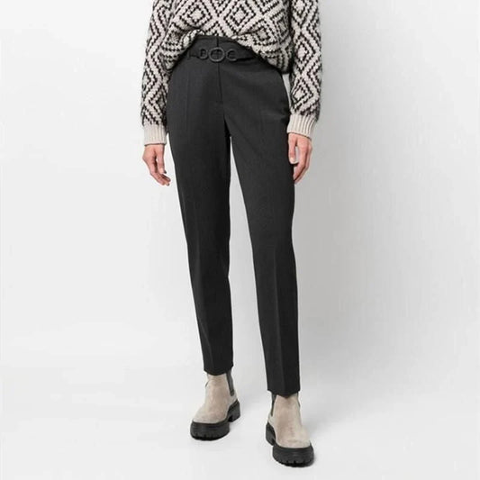 Chic high-waist cashmere pencil pants with pockets in a grey colour, suitable for various occasions in the UK.