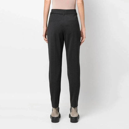 Chic high-waist cashmere pencil pants with pockets in a grey colour, suitable for various occasions in the UK.