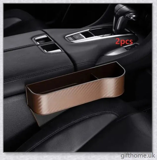 Premium car organiser with storage compartments for phone, wallet, keys, and other essentials