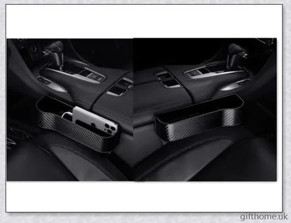 Premium car organiser with storage compartments for phone, wallet, keys, and other essentials