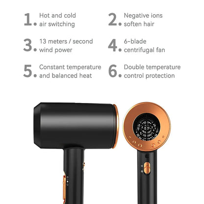 High-speed negative ion hair dryer with diffuser attachment for fast, frizz-free drying and salon-quality styling at home