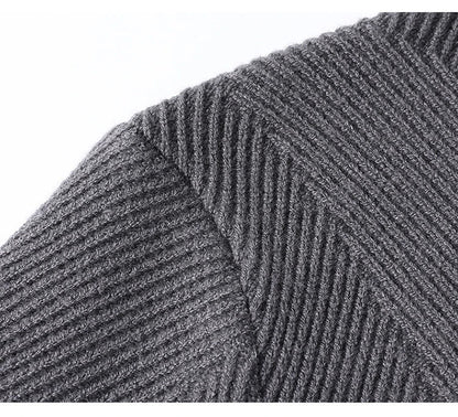 A stylish and cosy men's knitted cardigan with a fashionable lapel design, available in a range of classic neutral tones.