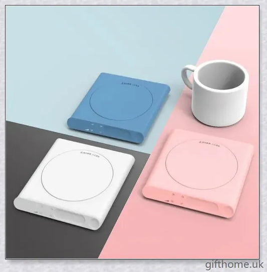 Adjustable Thermostat Coaster with touch-sensitive panel, temperature control, and compact design for perfect hot beverage enjoyment