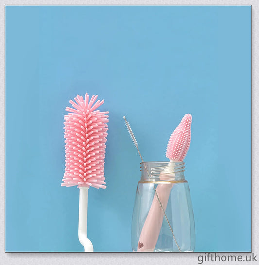Premium baby bottle cleaning brush with soft, flexible bristles and ergonomic handle design