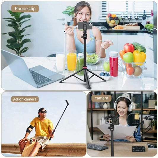 Professional Extendable Tripod for DSLR and Mirrorless Cameras with Adjustable Height and Universal 1/4'' Screw Mount