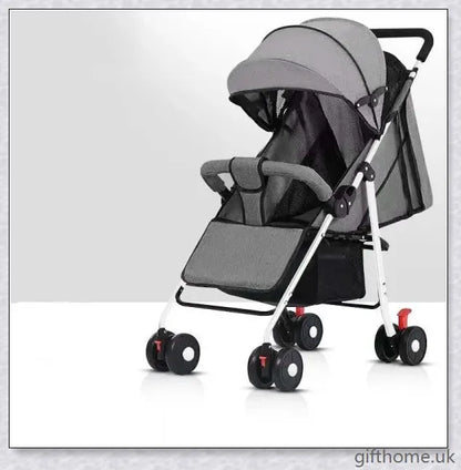 Portable and Foldable Baby Stroller with Adjustable Canopy, Removable Handlebar, and Generous Storage Compartments