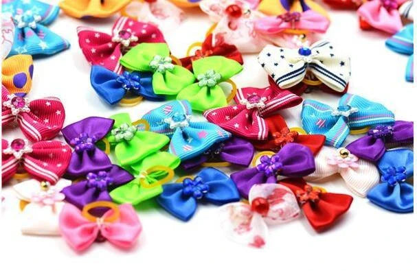 Flower Elastic Hair Bows for Dogs - Soft, Comfortable, and Adjustable Pet Accessories
