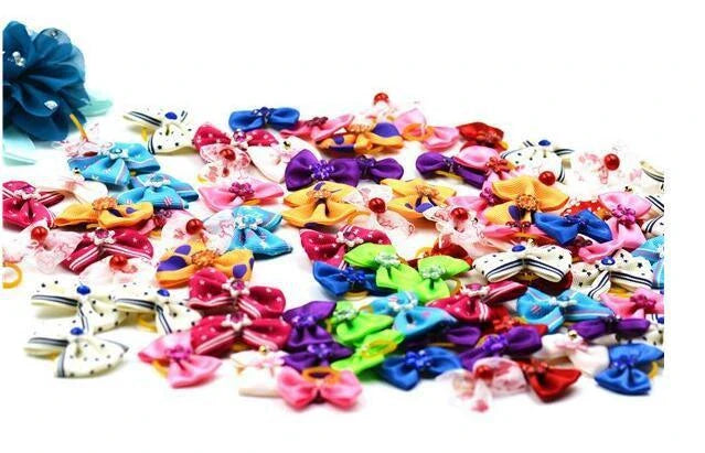 Flower Elastic Hair Bows for Dogs - Soft, Comfortable, and Adjustable Pet Accessories