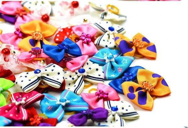 Flower Elastic Hair Bows for Dogs - Soft, Comfortable, and Adjustable Pet Accessories