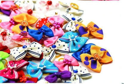 Flower Elastic Hair Bows for Dogs - Soft, Comfortable, and Adjustable Pet Accessories