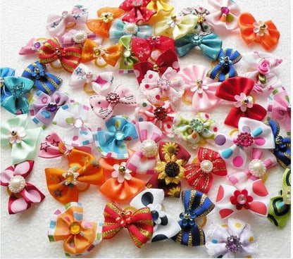 Flower Elastic Hair Bows for Dogs - Soft, Comfortable, and Adjustable Pet Accessories
