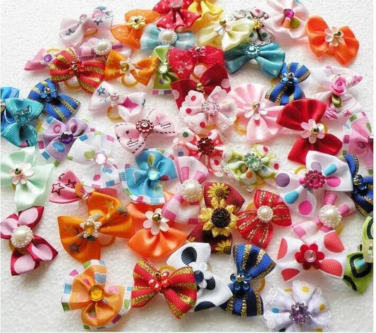Flower Elastic Hair Bows for Dogs - Soft, Comfortable, and Adjustable Pet Accessories