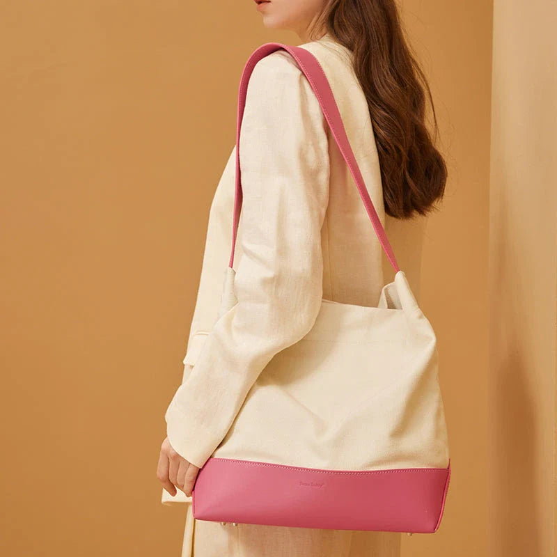 Casual Canvas Patchwork Tote for Women - Stylish and Versatile Everyday Bag