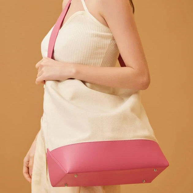 Casual Canvas Patchwork Tote for Women - Stylish and Versatile Everyday Bag