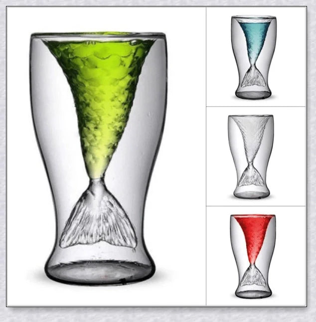 Captivating mermaid tail design glass, perfect for serving hot or cold beverages and elevating your home decor