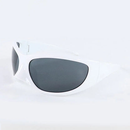 Oversized vintage luxury punk sunglasses with white and gray lenses, offering UV protection and stylish charm.