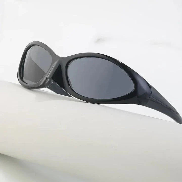 Oversized vintage luxury punk sunglasses with white and gray lenses, offering UV protection and stylish charm.