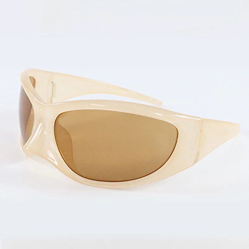Oversized vintage luxury punk sunglasses with white and gray lenses, offering UV protection and stylish charm.