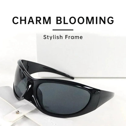 Oversized vintage luxury punk sunglasses with white and gray lenses, offering UV protection and stylish charm.