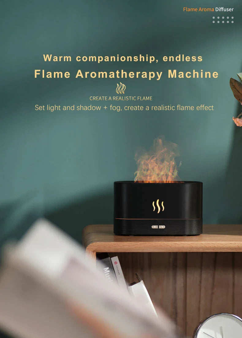 Flame Humidifier Aroma Diffuser with Ultrasonic Technology for Essential Oil Diffusion and Ambient Lighting