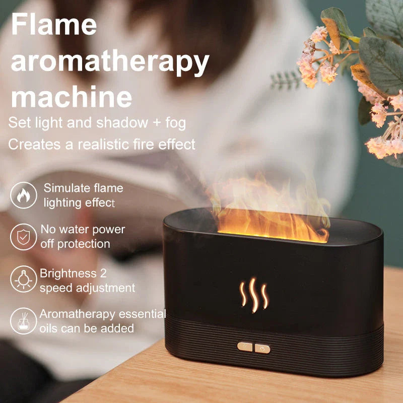 Flame Humidifier Aroma Diffuser with Ultrasonic Technology for Essential Oil Diffusion and Ambient Lighting