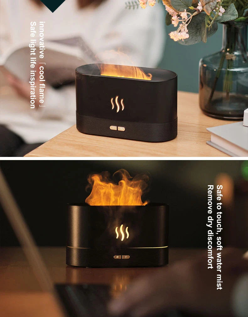 Flame Humidifier Aroma Diffuser with Ultrasonic Technology for Essential Oil Diffusion and Ambient Lighting