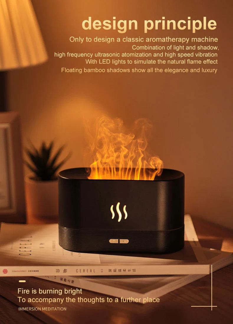 Flame Humidifier Aroma Diffuser with Ultrasonic Technology for Essential Oil Diffusion and Ambient Lighting