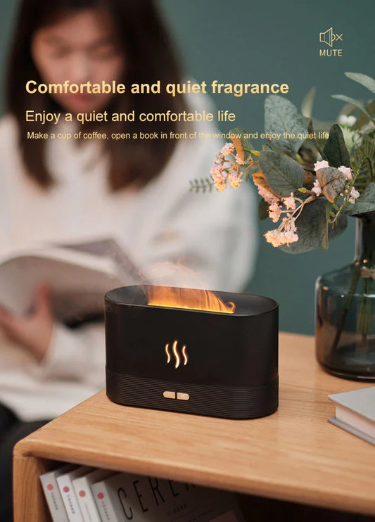 Flame Humidifier Aroma Diffuser with Ultrasonic Technology for Essential Oil Diffusion and Ambient Lighting