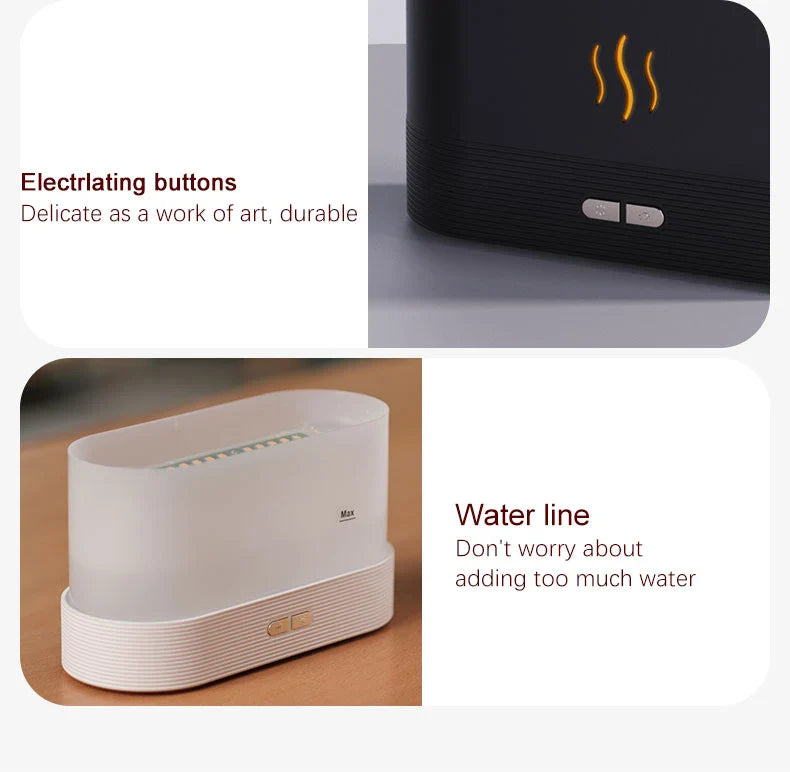 Flame Humidifier Aroma Diffuser with Ultrasonic Technology for Essential Oil Diffusion and Ambient Lighting