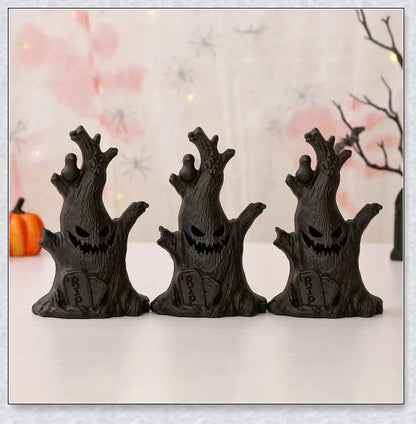 Spooktree Halloween Ghost Tree LED Lights set of 3, creating an eerie glow for spooky outdoor or indoor decorations