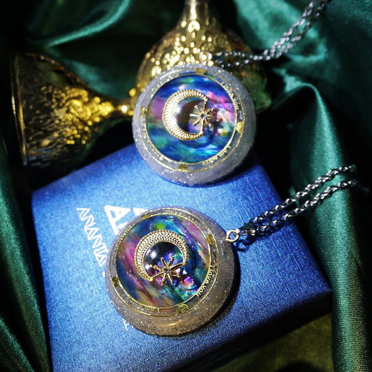 Handmade crystal pendant necklace with a captivating halo effect, a versatile British-made accessory