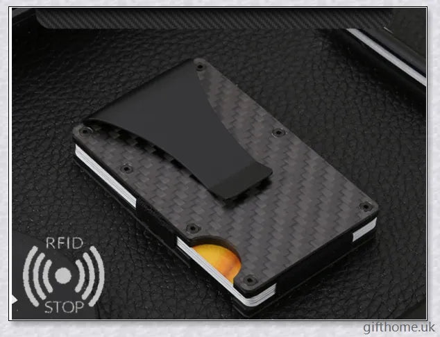 Premium carbon fibre RFID and anti-magnetic card holder wallet with sleek and compact design