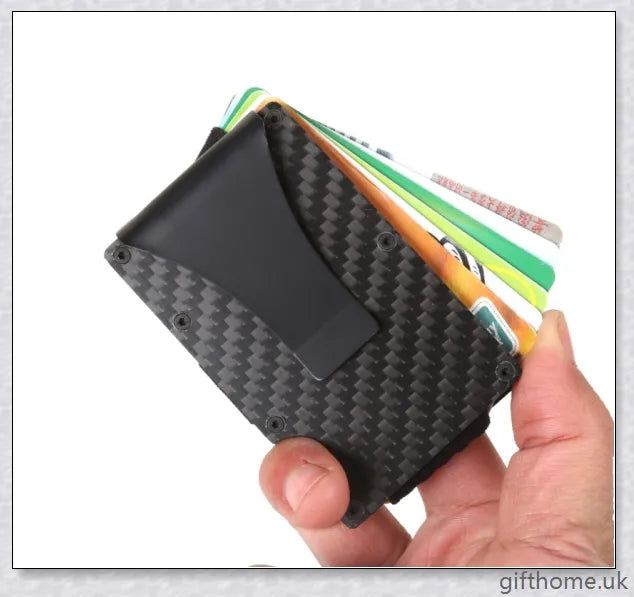 Premium carbon fibre RFID and anti-magnetic card holder wallet with sleek and compact design