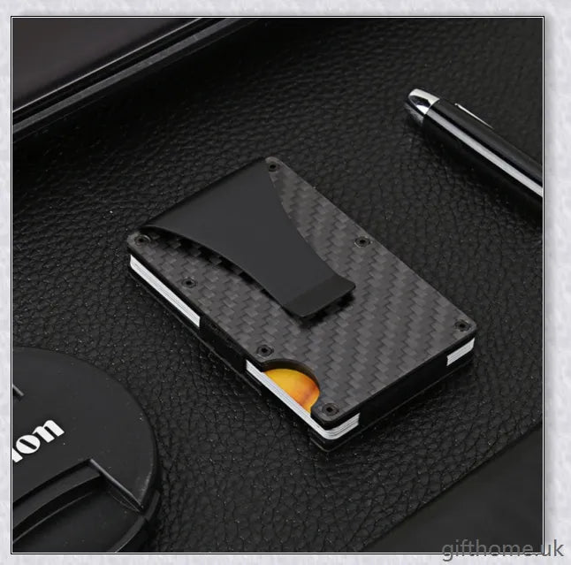 Premium carbon fibre RFID and anti-magnetic card holder wallet with sleek and compact design