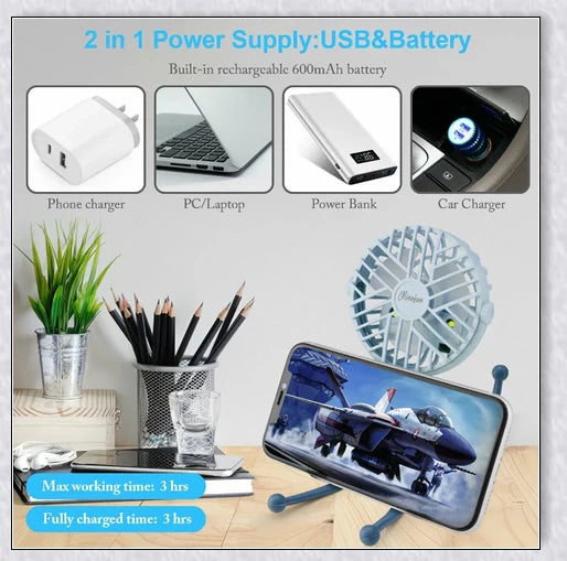 A rechargeable fan with a flexible tripod, designed to keep babies cool and comfortable while strolling or resting