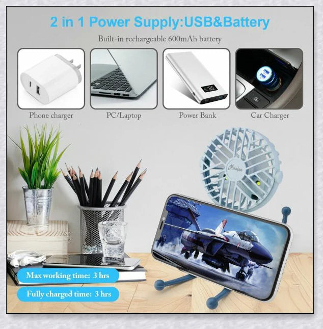 A rechargeable fan with a flexible tripod, designed to keep babies cool and comfortable while strolling or resting
