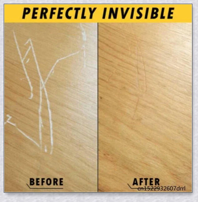 A bottle of Wood Scratch Repair Spray, which can be used to easily fix scratches on wooden furniture and floors.