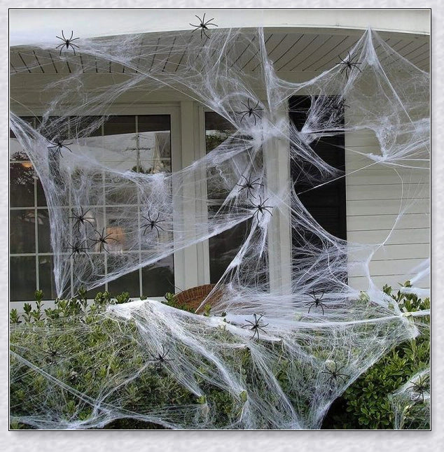Webovers Halloween Super Stretch Spider Web - Realistic and Reusable Decoration for Haunted House and Yard