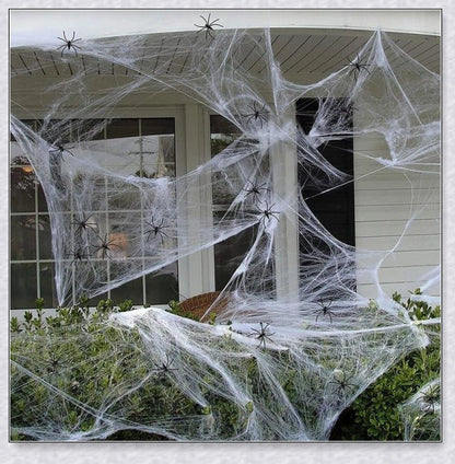 Webovers Halloween Super Stretch Spider Web - Realistic and Reusable Decoration for Haunted House and Yard